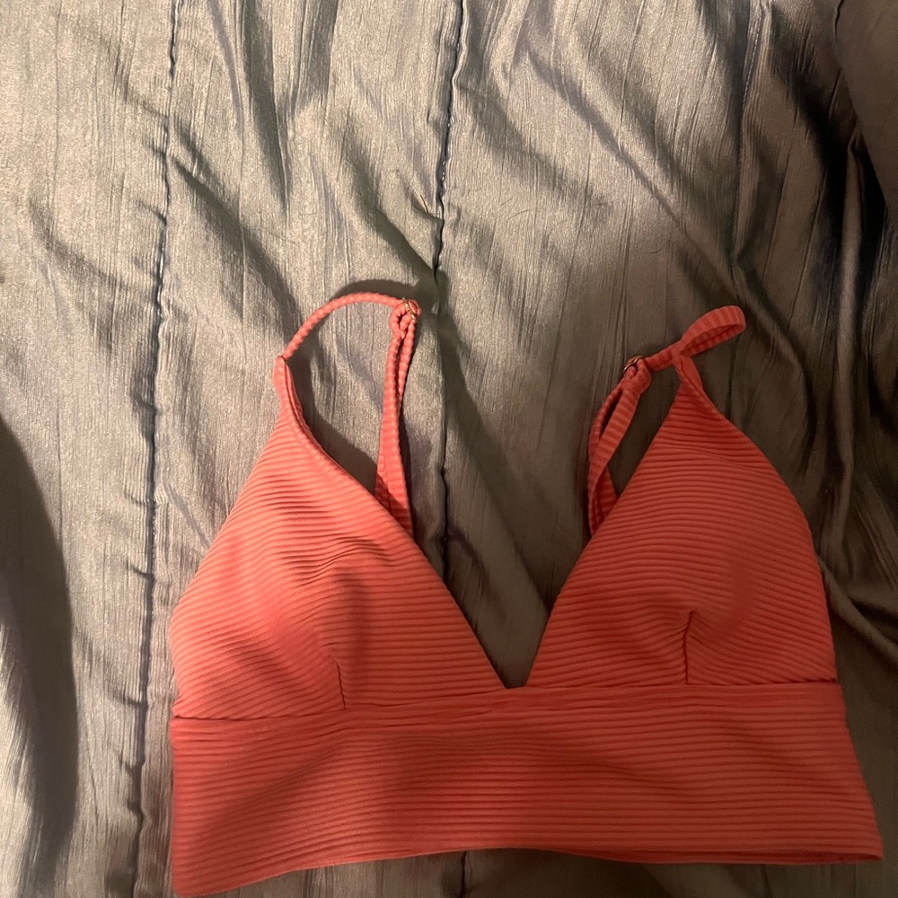 Pink striped bikini top